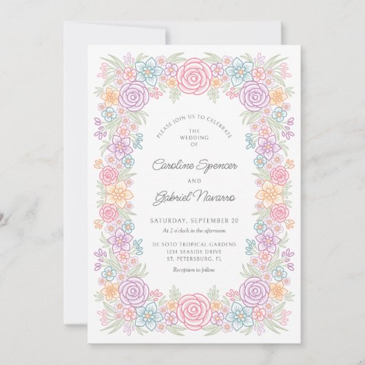 Wildblume Garden Wedding Einladung (Vorderseite)