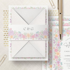 Wildblume Garden Wedding Einladungsbanderole