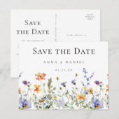 Wildblume Garden Wedding Save the Date Postkarte (Vorne/Hinten)