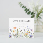 Wildblume Garden Wedding Save the Date Postkarte (Stehend Vorderseite)