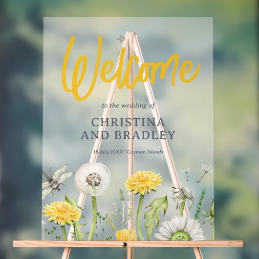 Wildblume Garden Wedding Willkommen Mattiert Acrylschild (Neutral)