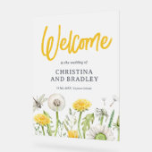 Wildblume Garden Wedding Willkommen Mattiert Acrylschild (Winkel)