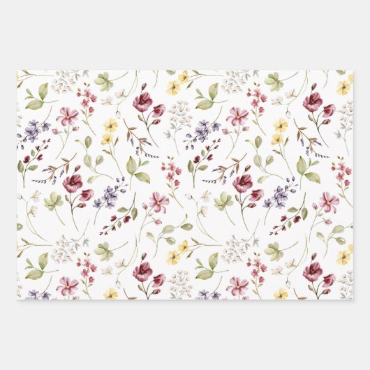 Wildblume Garden White Floral Geschenkpapier Set (Vorderseite 2)