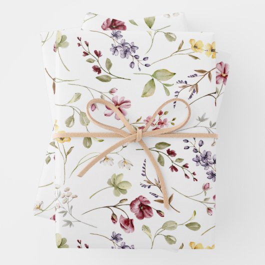 Wildblume Garden White Floral Geschenkpapier Set (Beispiel)