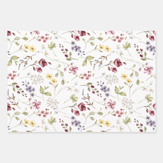 Wildblume Garden White Floral Geschenkpapier Set (Vorderseite)