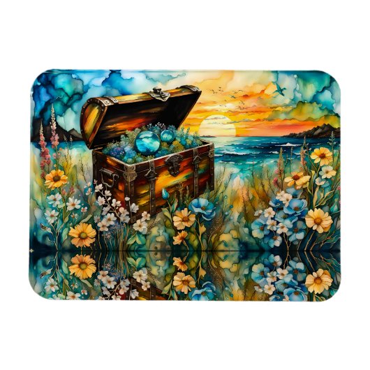 Wildblume Garten Schatztruhe Magnet (Horizontal)