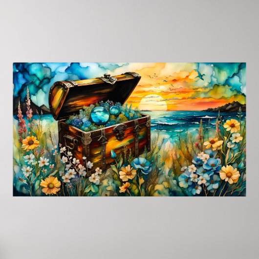 Wildblume Garten Schatztruhe Poster (Vorne)