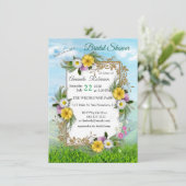 Wildblume Garten unter dem Sonnenschein Einladung (Stehend Vorderseite)