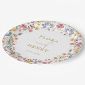 Wildblume Gartengarten Hochzeit Pappteller (Schrägansicht)