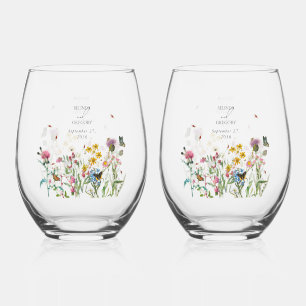 Wildblume Garteninsekten Gastgeschenk Hochzeit Weinglas Ohne Stiel