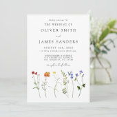 Wildblume Gay QR Code Foto Hochzeit Einladung (Stehend Vorderseite)