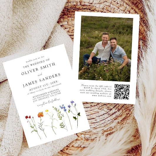 Wildblume Gay QR Code Foto Hochzeit Einladung