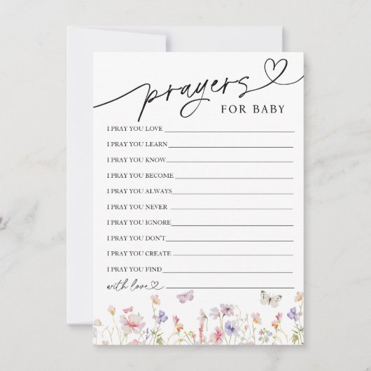 Wildblume Gebete und Wünsche für Kinderkarte Einladung (Vorderseite)