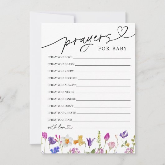 Wildblume Gebete und Wünsche für Kinderkarte Einladung (Vorderseite)