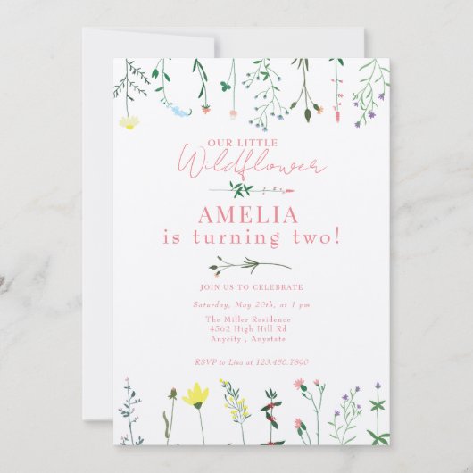 Wildblume Geburtstag Einladung (Vorderseite)