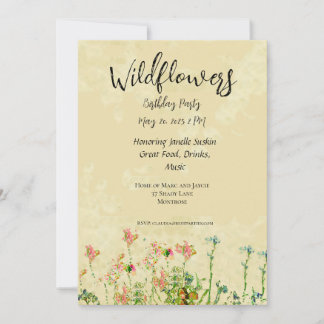 Wildblume Geburtstag Einladung Antikes Hintergrund