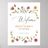 Wildblume Geburtstag oder Babydusche Begrüßungszei Poster (Vorne)