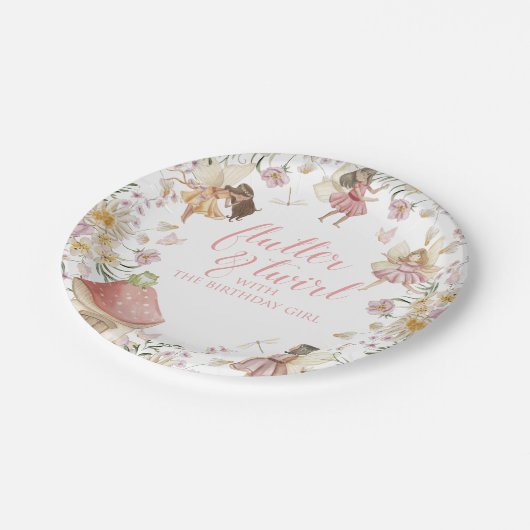 Wildblume Geburtstag Pappteller (Schrägansicht)