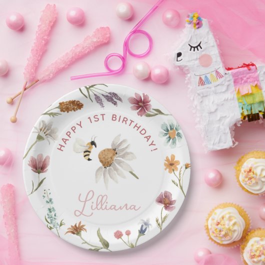 Wildblume Geburtstagspartei Pappteller (Party)