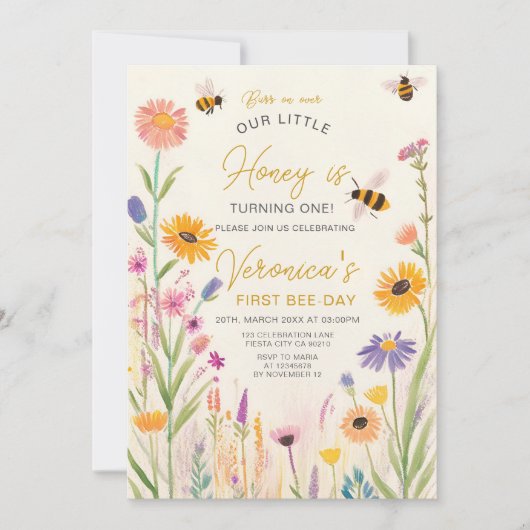 Wildblume Geburtstagsparty Einladung (Vorderseite)