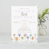 Wildblume Geburtstagsthema Einladung - Boho Floral (Stehend Vorderseite)