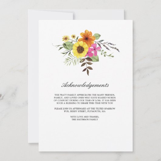 Wildblume-Gedenkprogramm Seiten 3 und 4 Einladung (Rückseite)