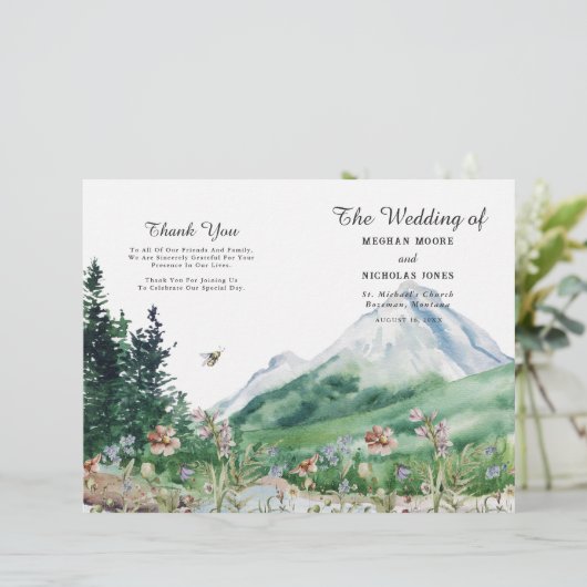 Wildblume | Geflochtenes Hochzeitsprogramm (Stehend Vorderseite)