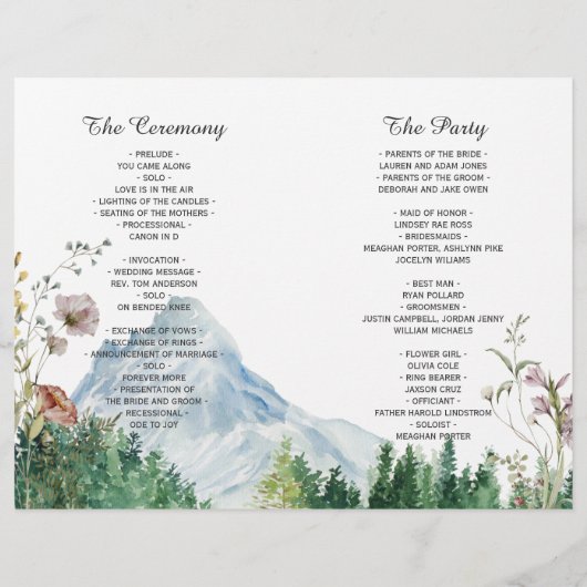 Wildblume | Geflochtenes Hochzeitsprogramm (Rückseite)