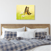 Wildblume Gelb und Schwarz Butterfly Art zu drucke (Insitu (Schlafzimmer))