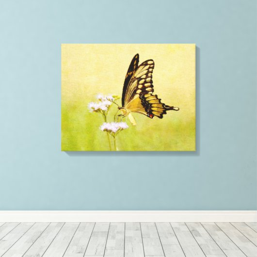 Wildblume Gelb und Schwarz Butterfly Art zu drucke (Insitu (Holzboden))