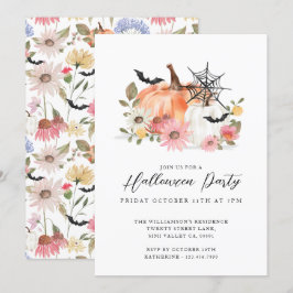 Wildblume Gelb & Weiß Pumpkin Halloween-Party Einladung