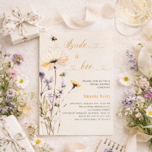 Wildblume-Gelbbeige-Brautparty Einladung