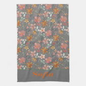 Wildblume Gelbbohmuster individuelle Name grau Geschirrtuch (Vertikal)