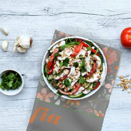 Wildblume Gelbbohmuster individuelle Name grau Geschirrtuch