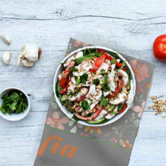 Wildblume Gelbbohmuster individuelle Name grau Geschirrtuch