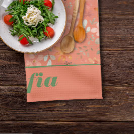 Wildblume gelbes Boho Muster individuelle Name ora Geschirrtuch