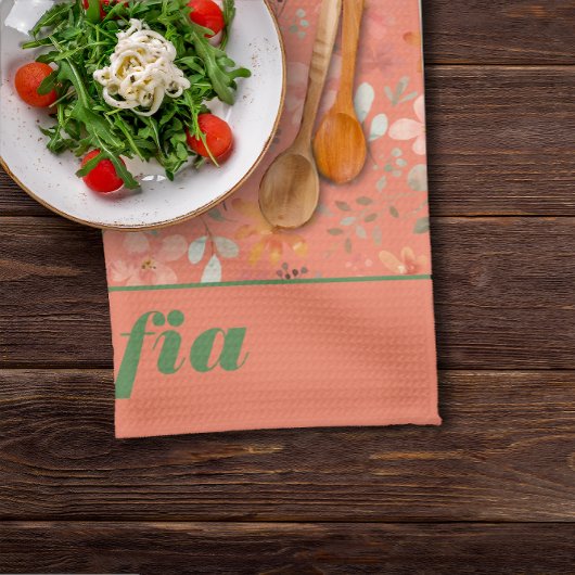 Wildblume gelbes Boho Muster individuelle Name ora Geschirrtuch