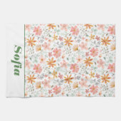 Wildblume-gelbes Bohustenmuster individuelle Name  Geschirrtuch (Horizontal)