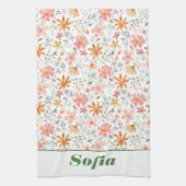 Wildblume-gelbes Bohustenmuster individuelle Name  Geschirrtuch (Vertikal)