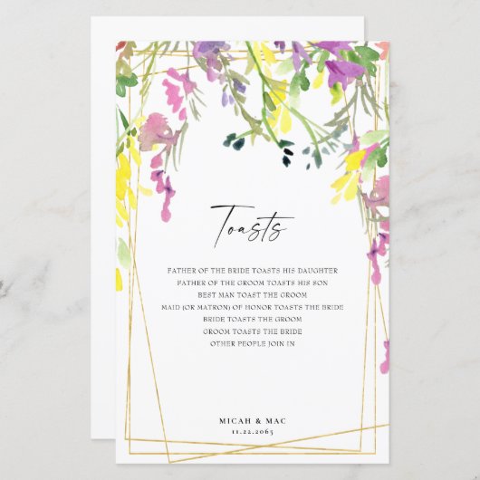 Wildblume Geometrische Empfang Toasts II (Vorne/Hinten)