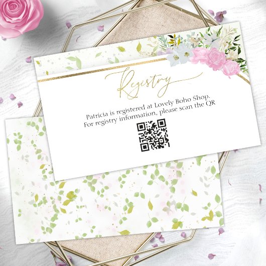Wildblume Geschenk Registrierung QR Card Brautpart Begleitkarte