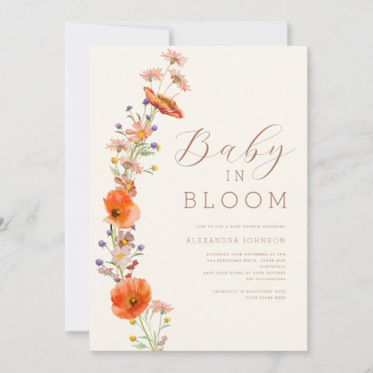 Wildblume Geschlechtsneutrale Babydusche Einladung (Vorderseite)