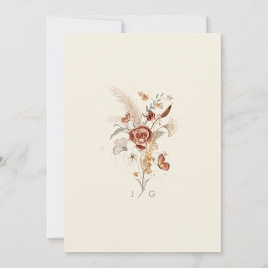 Wildblume getrocknetes Blumenwasser Hochzeit Einladung (Rückseite)