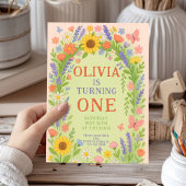 Wildblume Girl 1. Geburtstag, 1. Geburtstag Einladung