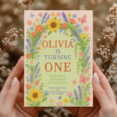 Wildblume Girl 1. Geburtstag, 1. Geburtstag Einladung