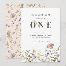 Wildblume Girl 1. Geburtstag Einladung