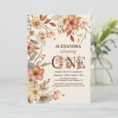 Wildblume Girl 1. Geburtstag Einladung (Stehend Vorderseite)