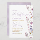Wildblume Girl 1. Geburtstag Einladung (Vorne/Hinten)