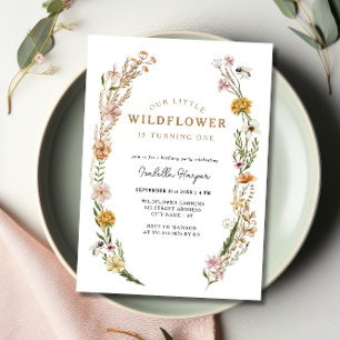 Wildblume Girl 1. Geburtstag Einladung