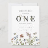 Wildblume Girl 1. Geburtstag Einladung (Vorderseite)